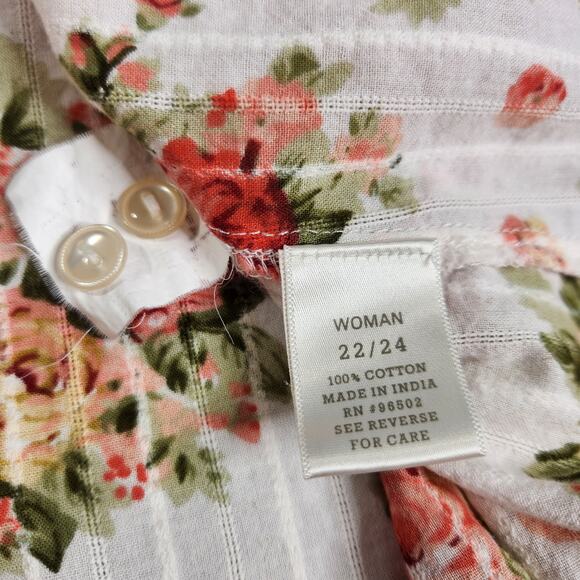 Dress Barn Floral 3/4 Roll Tab Sleeve Blouse Size 22/24 - Picture 9 of 9